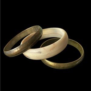 Set of Three Gold and Cream Bangles